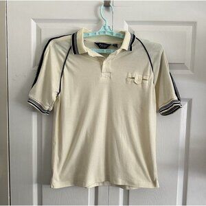 VTG Private Club Raglan Banded Sleeves Polo Shirt Golf Men’s Large Ivory/Blue